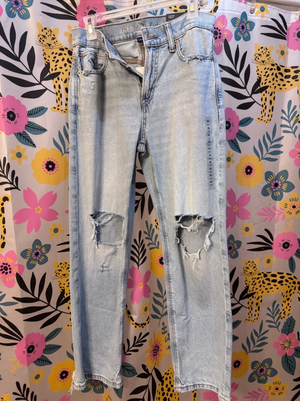American Eagle Outfitters Light Blue Straight Leg Ripped Jeans